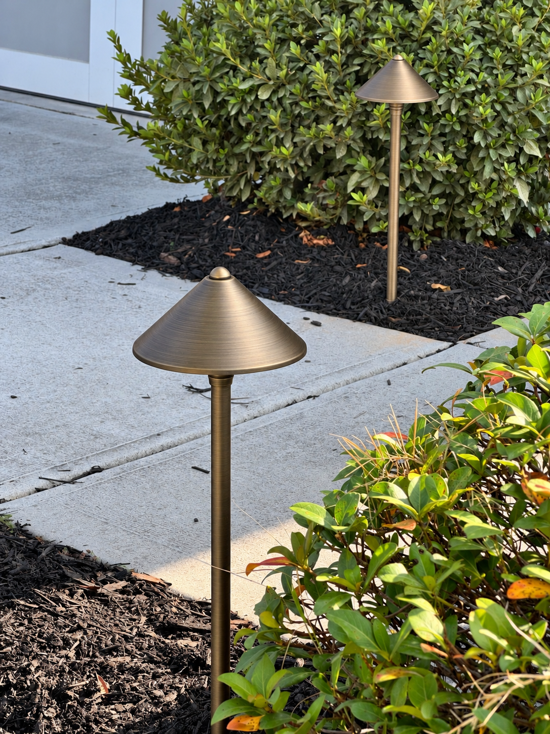 Cast-Brass Path Lights — Afterglow Landscape Lighting project
