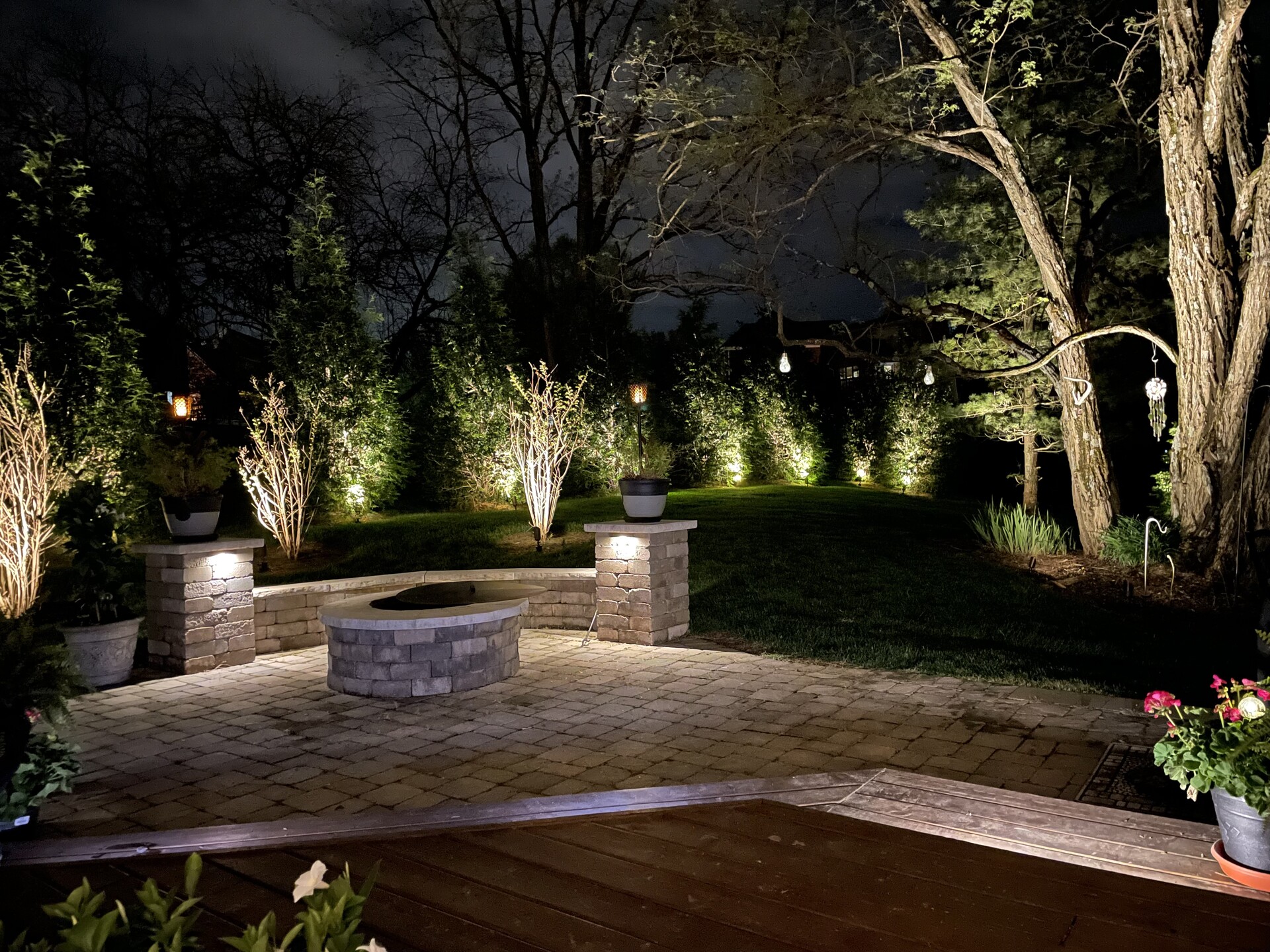 Backyard Retreat after landscape lighting installation