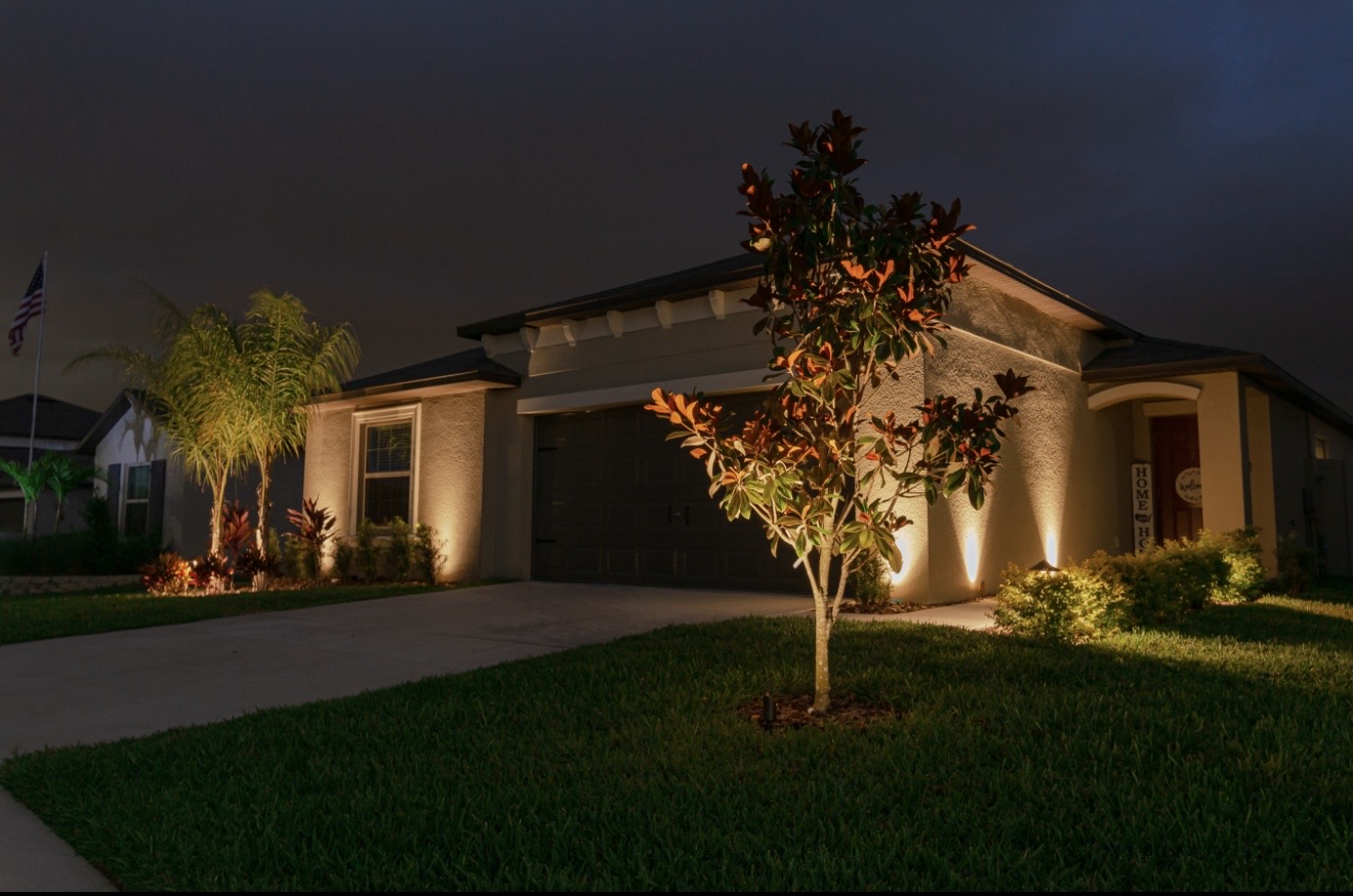 Facade Uplighting after landscape lighting installation