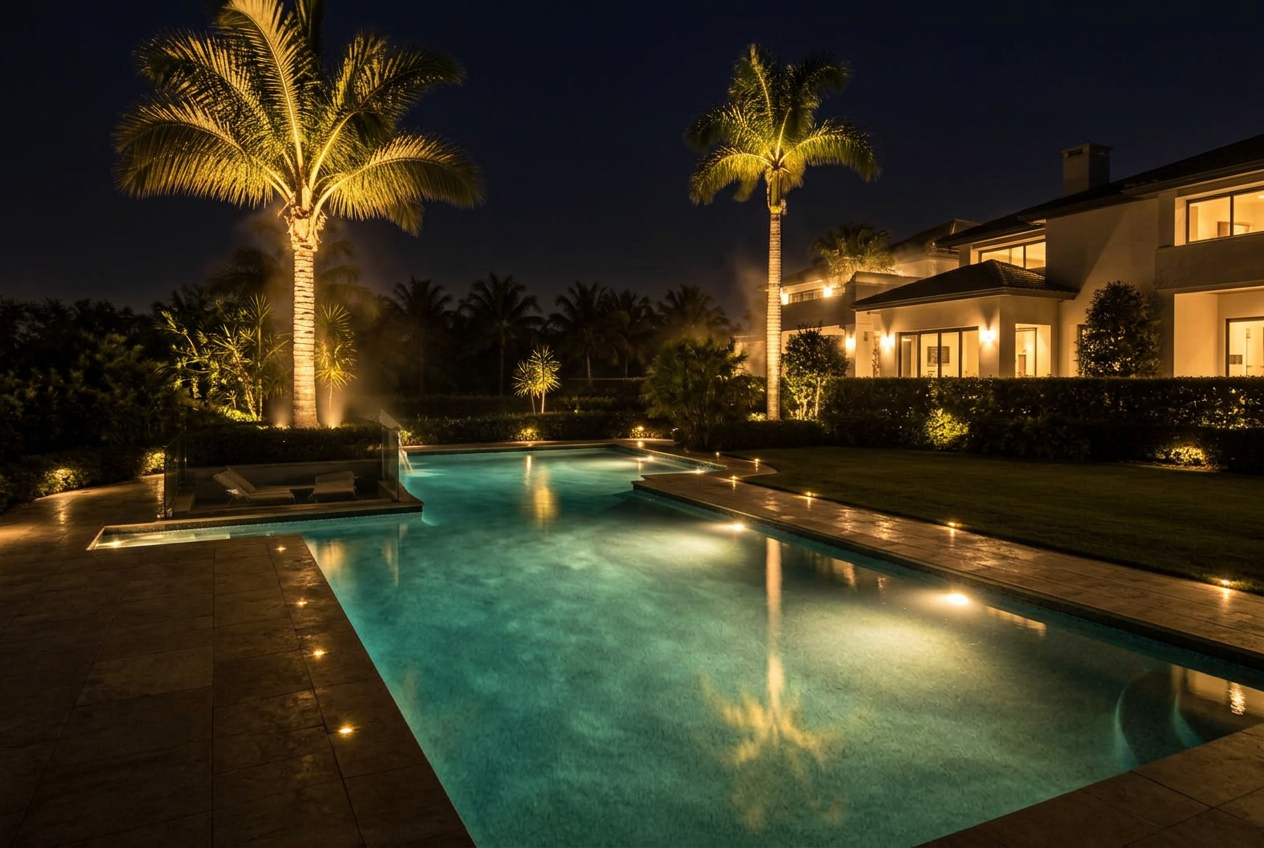 Outdoor Living after landscape lighting installation